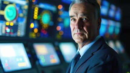 The picture of the senior russian male in his early 60s working as energy sector executive, the executive require skills like resource management, industry experience and communication skills. AIG43.