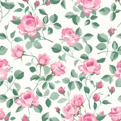 pink Watercolor Flower seamless pattern On white background , Floral pattern , illustration , 
