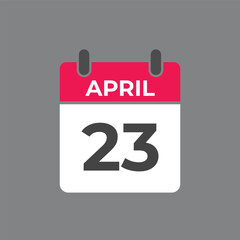 April 23 calendar reminder. 23 April daily calendar icon template. Calendar 23 April icon Design template. Vector illustration
