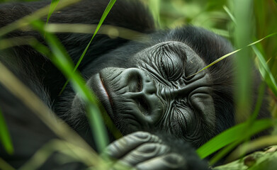 Tranquil Reverie: The Innocence of a Sleeping Young Gorilla