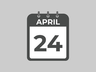 April 24 calendar reminder. 24 April daily calendar icon template. Calendar 24 April icon Design template. Vector illustration

