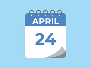 April 24 calendar reminder. 24 April daily calendar icon template. Calendar 24 April icon Design template. Vector illustration
