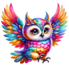 Fototapeta premium colorful glitter cute owl