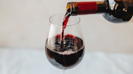   A glass being filled with red wine