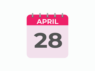 April 28 calendar reminder. 28 April daily calendar icon template. Calendar 28 April icon Design template. Vector illustration
