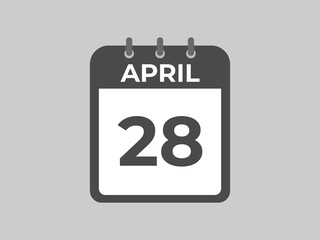 April 28 calendar reminder. 28 April daily calendar icon template. Calendar 28 April icon Design template. Vector illustration
