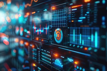 Data Analysis for Business and Finance Concept. Graphic interface showing future computer technology of profit analytic, online marketing research and information report for digital business strategy