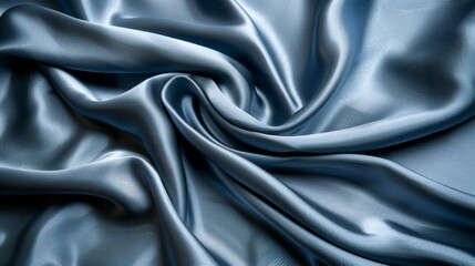 Fototapeta premium A detailed shot of soft, smooth blue silk fabric featuring a clear yet slightly blurred, intricate pattern
