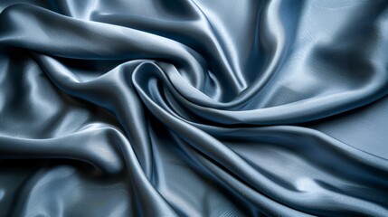   A detailed shot of soft, smooth blue silk fabric featuring a clear yet slightly blurred, intricate pattern