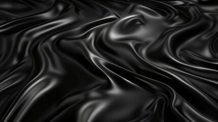 Obraz premium A tight shot of a black fabric exhibiting undulating patterns in its center against a backdrop of unyielding blackness