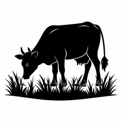 cattle-are-eating-grass-on-the-field-vector-silhou (13)
