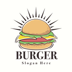 Hand drawn burger logos on white background