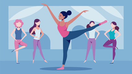 Fototapeta premium Led by a former professional dancer the workshop combines traditional ballet stretches with modern techniques for a wellrounded approach to improving. Vector illustration