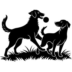 two-dog-are-playing-on-the-grass-vector-silhouette (1)