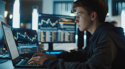 A Young Man Analyzing Data