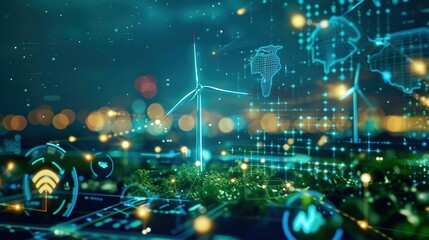 Obraz premium Blue Glow of Space: A Radiant Christmas Night Description: An illustration of Earth and other planets in space, illuminated by a bright, blue glow Stars twinkle in the background