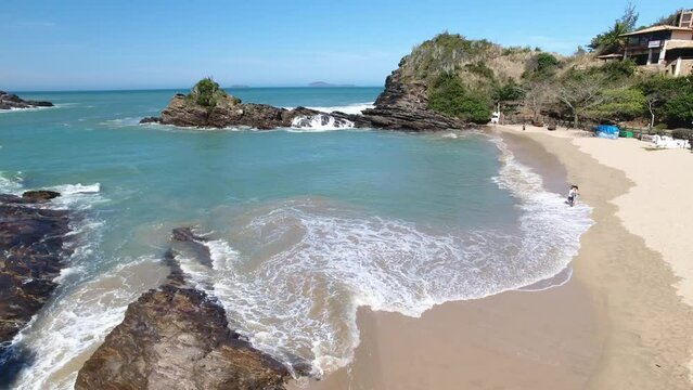Aerial view of Ferradurinha Beach - B&uacute;zios, Rio de Janeiro, Brazil