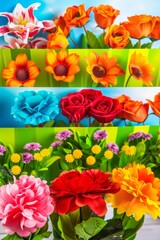 Colorful abstract meadow floral silhouette artwork in vibrant colors against a background. Great is flower design inspiration
