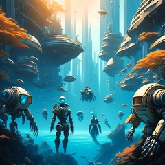 3000 Years of Humanity Coexistence with AI AI Robots in Underwater Citie