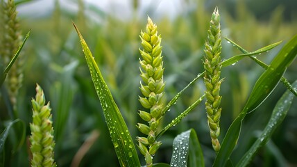 green wheat field in summer - Powered by Adobe