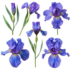 Tranquil Hanashibu Japanese Iris on Transparent Background - Botanical Elegance for Floral Designs and Summer Gardens