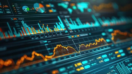 Computer screen displaying various graphs and charts