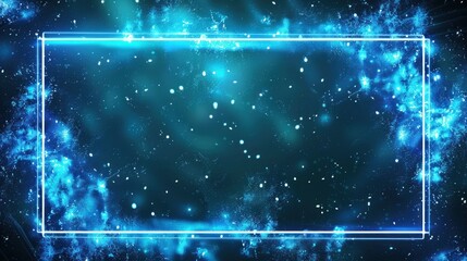 Electric blue frame with smoke and stars on dark background