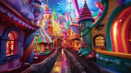 Obraz premium I imagine an image of a colorful, ancient Chinese temple at night, showcasing its intricate roof architecture The temple stands grandly, 