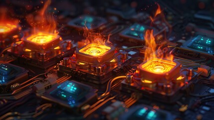 A close-up view of a blazing fire, radiating warmth and light, illuminating the dark night with its vibrant red, orange, and yellow flames, casting abstract patterns on the surrounding area, showcasin