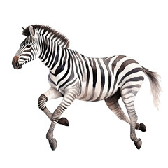 Fototapeta premium AI-Generated Watercolor cute Zebra running Clip Art Illustration. Isolated elements on a white background.