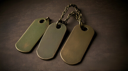 Dog tag icon on light background. Badge symbol. ID, soldier, war, metallic military silver badge, blood type, veterans day. Flat design. Vector illustration ..Generative. Ai
