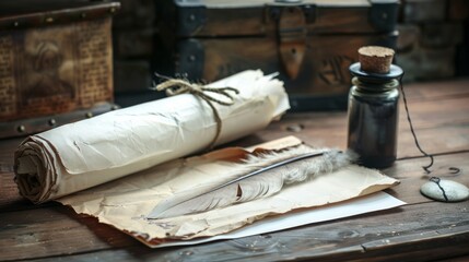 Antique Writing Tools on Desk