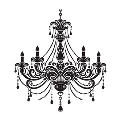 Fototapeta na wymiar Vector illustration chandelier silhouette isolated on White background