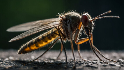 Fototapeta premium Closeup on a dance fly, Empis livida sitting on a green leaf