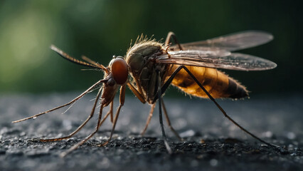 Closeup on a dance fly, Empis livida sitting on a green leaf

