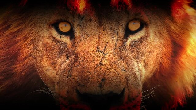 Extreme Close Up of Lion Face