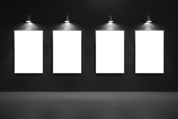 movie poster frame mockup with spotlights from above