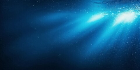 Naklejka premium Grainy Glowing Blue Light on Dark Backdrop: Blue Gradient Background with Noise Texture Effect for Banner Header