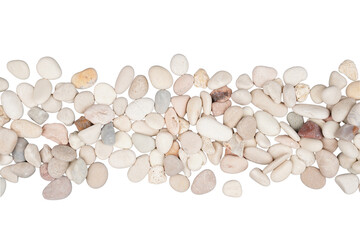 Many pebbles stones used as border frame isolated transparent