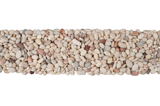 Many pebbles stones used as border frame isolated transparent