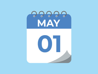 May 1 calendar reminder. 1 May daily calendar icon template. Calendar 1 May icon Design template. Vector illustration

