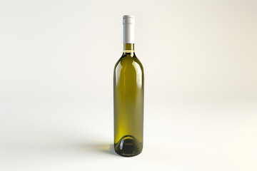 A bottle of wine with a white cap