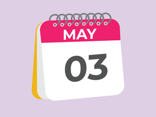 May 3 calendar reminder. 3 May daily calendar icon template. Calendar 3 May icon Design template. Vector illustration

