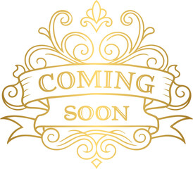 Golden coming soon lettering text