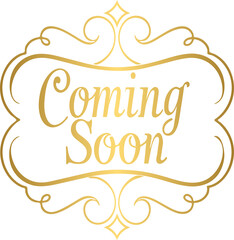 Golden coming soon lettering text