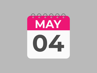 May 4 calendar reminder. 4 May daily calendar icon template. Calendar 4 May icon Design template. Vector illustration
