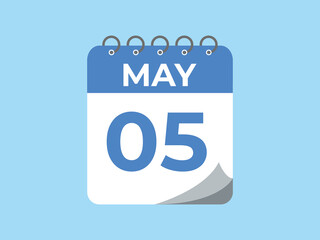 May 5 calendar reminder. 5 May daily calendar icon template. Calendar 5 May icon Design template. Vector illustration
