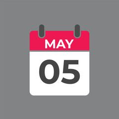 May 5 calendar reminder. 5 May daily calendar icon template. Calendar 5 May icon Design template. Vector illustration
