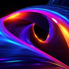 Abstract illusion under blacklight, vibrant neon swirls, eyelevel view , vibrant color