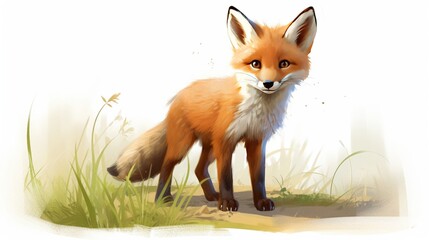 Obraz premium Handdrafted animal illustration, charming character, playful stance, eyelevel shot